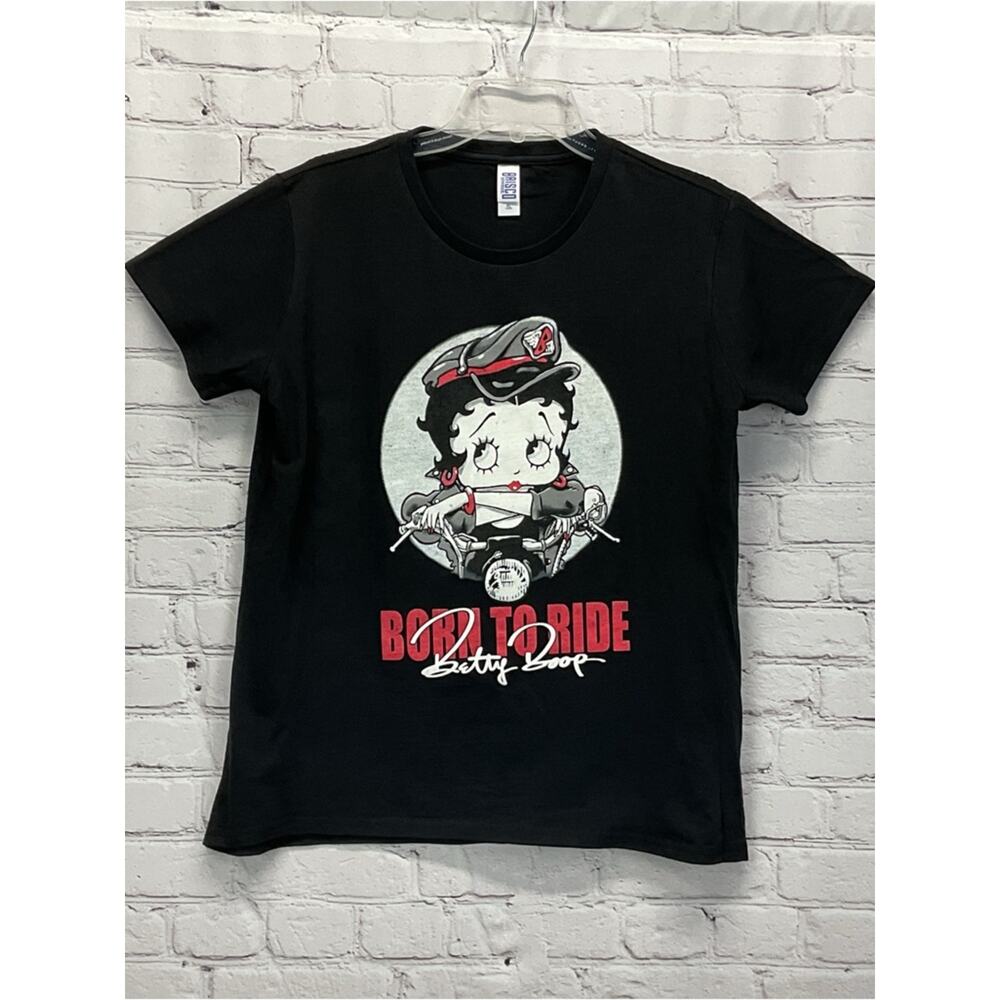 Brisco Betty Boop “Born To Ride” Motorcycle T-Shirt Women's XL Black Festival